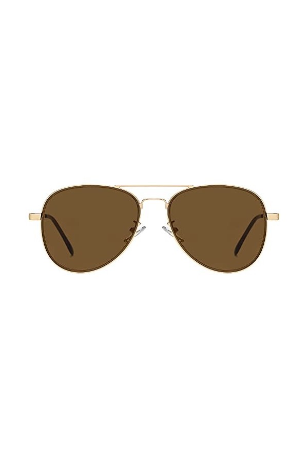 H HELMUT JUST Lunettes de Soleil Aviateur Femme Homme Pilote en Métal Brun