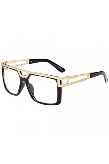 Dollger Rétro Classique Lunettes de soleil Plateau Plat Cadre Métallique Rappeur Hip Hop Lunettes de soleil pour Homme Femme