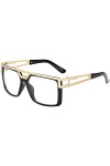 Dollger Rétro Classique Lunettes de soleil Plateau Plat Cadre Métallique Rappeur Hip Hop Lunettes de soleil pour Homme Femme