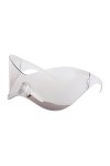 LJCZKA y2k Lunettes de Soleil Enveloppante Femme Homme, Lunettes de Soleil Oeil de Chat Grande Taille Lunettes Sans Monture