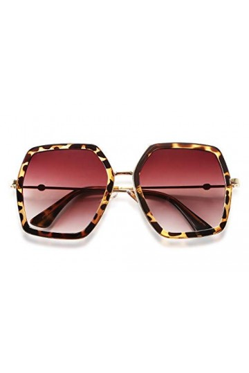 FEISEDY Lunettes de Soleil Surdimensionnées Mode Géométrique Grand Hexagone Femmes Irrégulier Design Style B2503