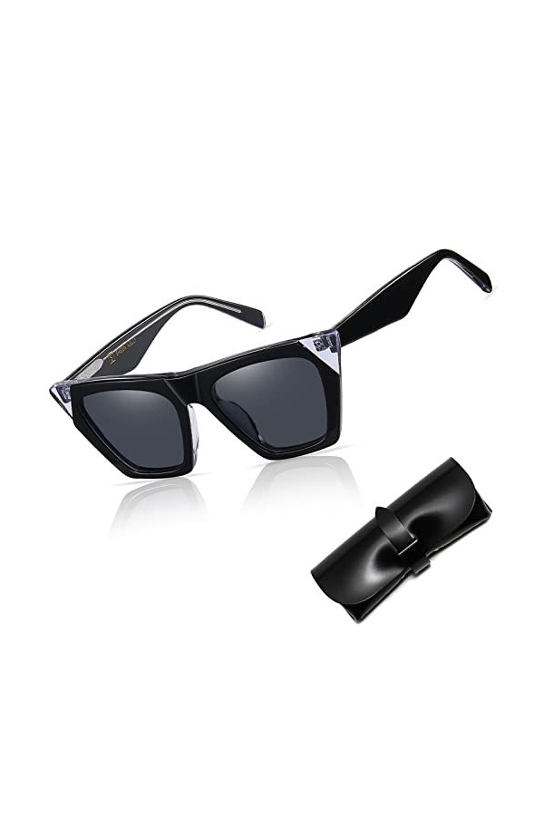 SHEEN KELLY Lunettes de soleil à dessus plat pour hommes femmes Retro Designer Square Style succinct Lunettes de soleil à len