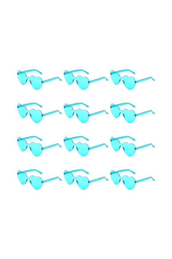 KINBOM 12 Pièces Lunettes de Soleil Sans Monture en Forme Cour, Cour dAmour Lunettes de Soleil Teintées Transparentes Lunett
