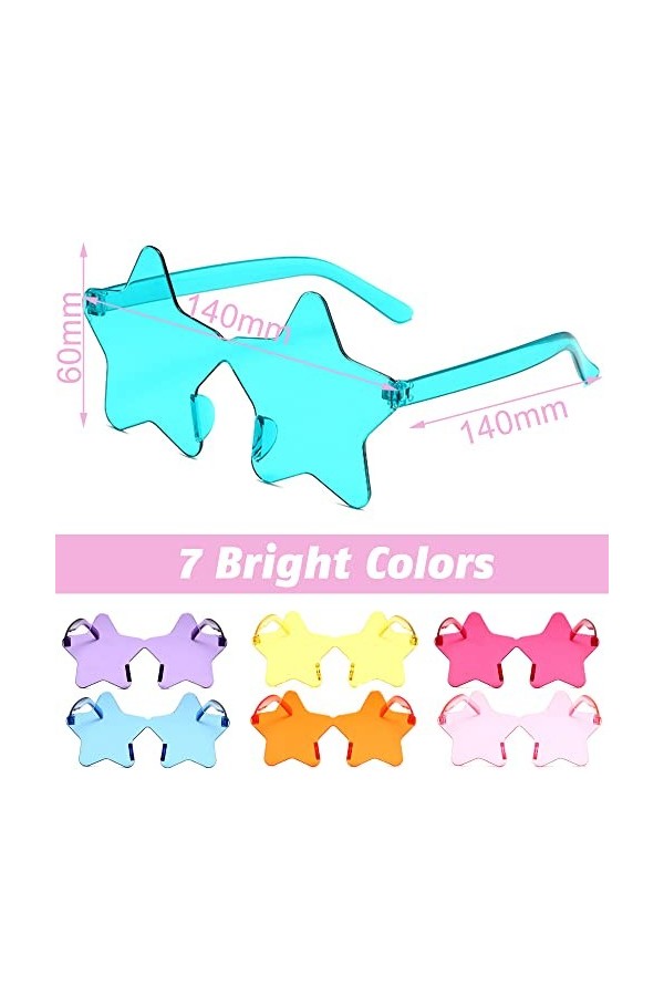 Junhui 14 Paires Lunettes de Soleil en Forme de Étoile, Lunettes Fête en Forme de Étoile, Lunettes Parti de Hippie en Forme d