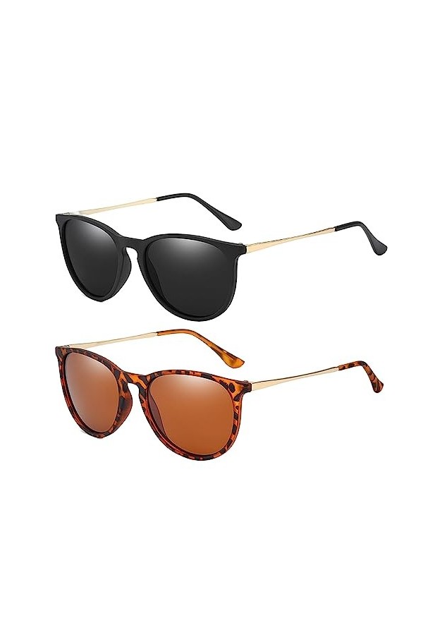 Eetao Lunettes De Soleil Polarisées Pour Hommes Femmes Anti-Uv Lunettes De Soleil, 2 Paires Lunettes De Protection Lunettes D