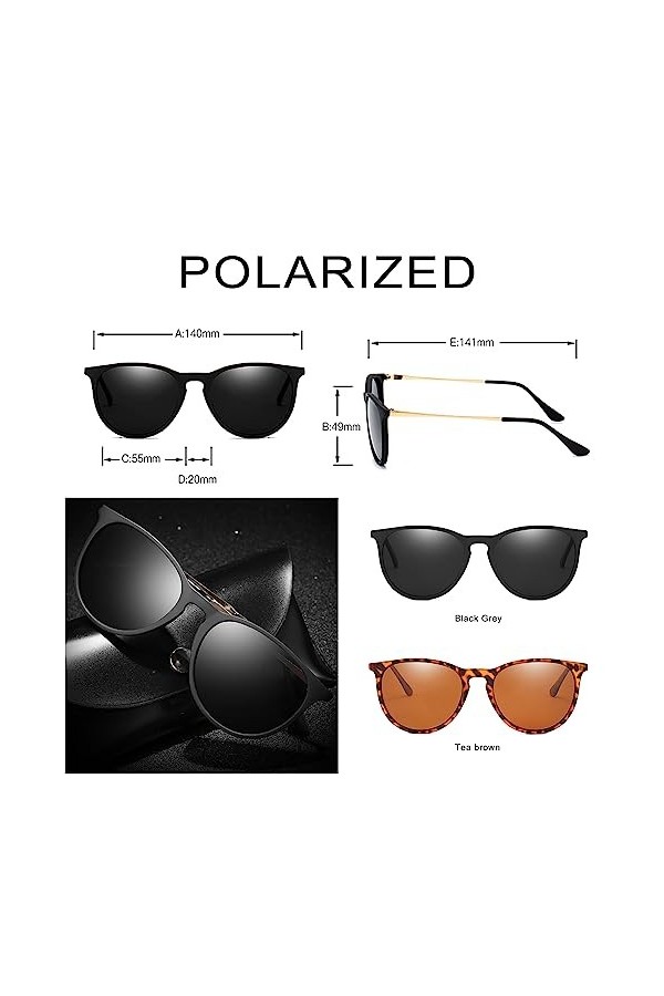 Eetao Lunettes De Soleil Polarisées Pour Hommes Femmes Anti-Uv Lunettes De Soleil, 2 Paires Lunettes De Protection Lunettes D