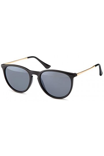 styleBREAKER Lunettes de soleil avec grands verres ovales et branches en métal, femmes 09020085, couleur:Monture noire/verre 