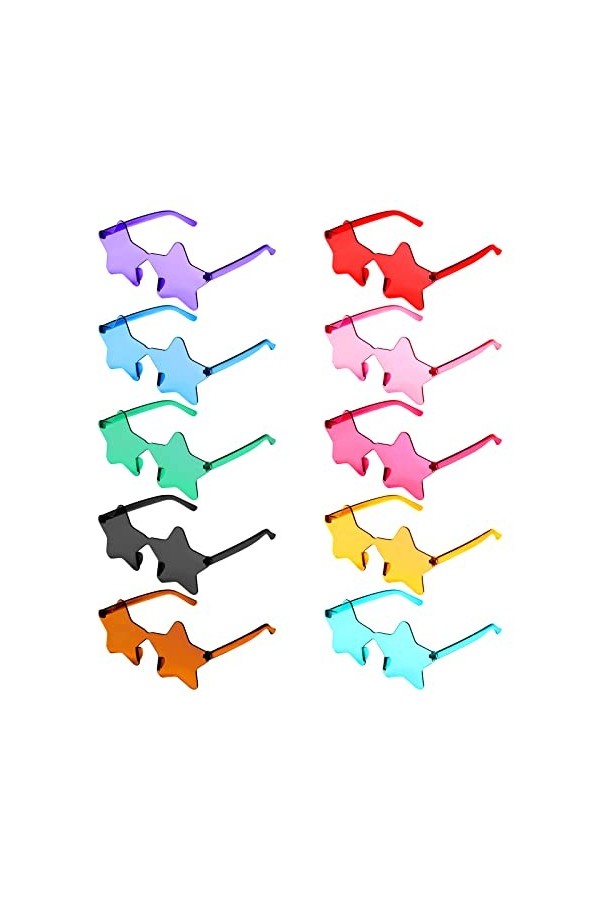 LUTER Lunettes de Soleil Étoile, Lunettes de Soleil Étoile Transparentes Colorées Lunettes de Soleil Sans Monture pour Femme 