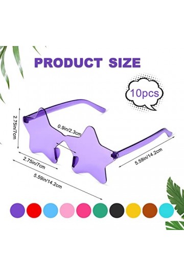 LUTER Lunettes de Soleil Étoile, Lunettes de Soleil Étoile Transparentes Colorées Lunettes de Soleil Sans Monture pour Femme 