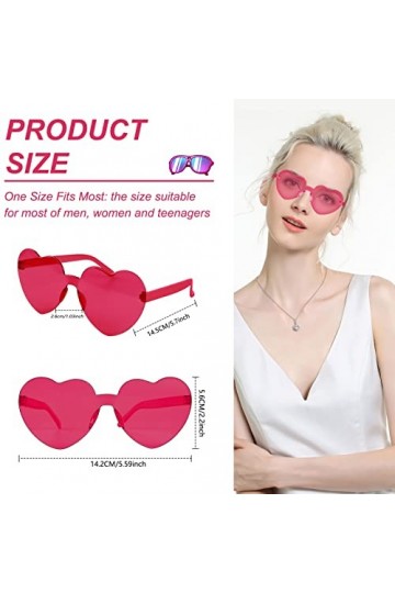 JOLIGAEA 18 Des Lunettes de Soleil Sans Monture, Lunettes en Forme de Cœur Mode Lunettes de Soleil, Verres Transparents Coule
