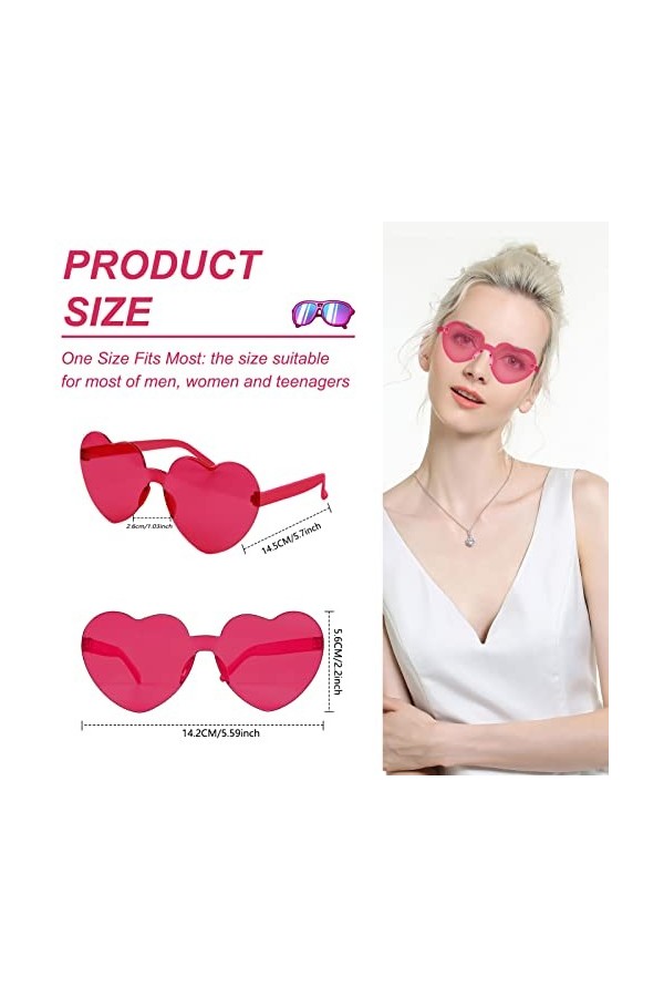 JOLIGAEA 18 Des Lunettes de Soleil Sans Monture, Lunettes en Forme de Cœur Mode Lunettes de Soleil, Verres Transparents Coule