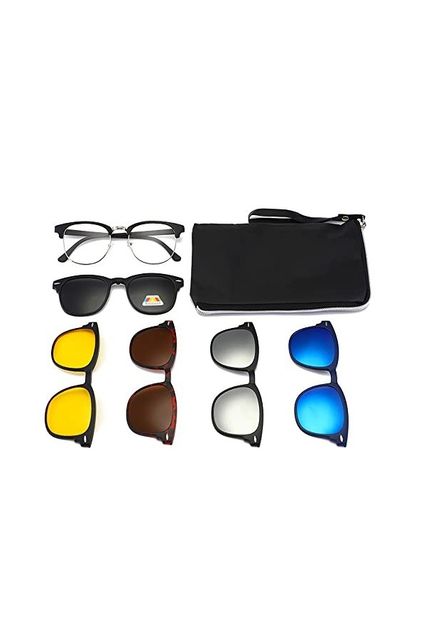Hifot Monture Lunette avec magnétiqu Clip Lunettes de Soleil, Lunettes Cadres pour Femmes Hommes
