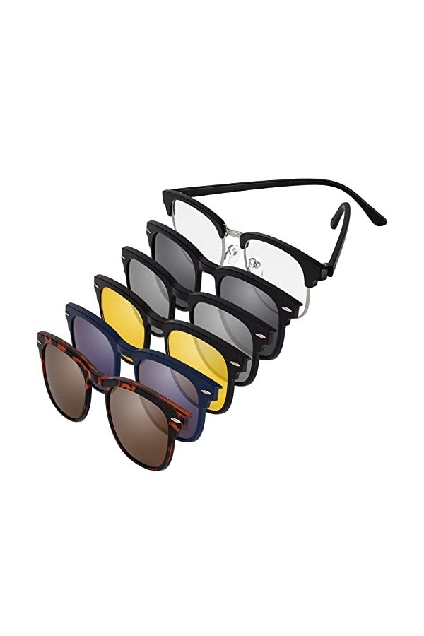 Hifot Monture Lunette avec magnétiqu Clip Lunettes de Soleil, Lunettes Cadres pour Femmes Hommes