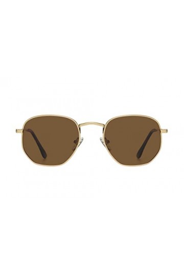 H HELMUT JUST Lunettes de soleil Hommes, Lunettes de soleil Femmes Hexagonal Retro Polarized Metal Lunettes de soleil Anti-re