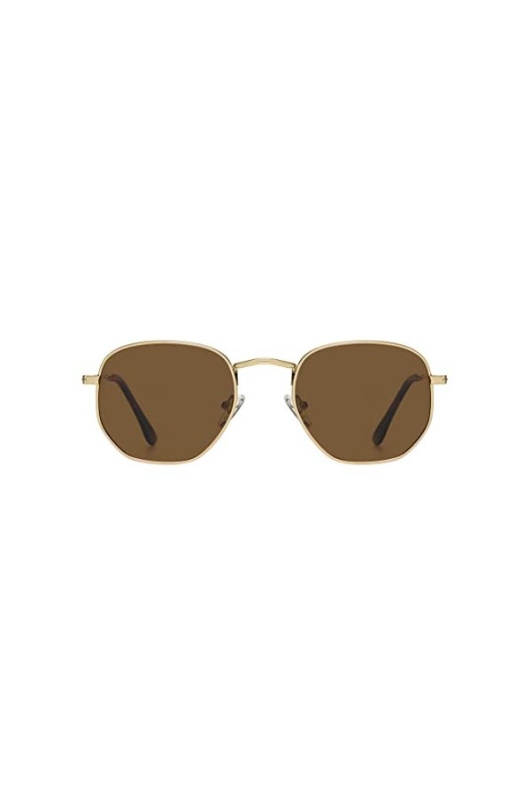 H HELMUT JUST Lunettes de soleil Hommes, Lunettes de soleil Femmes Hexagonal Retro Polarized Metal Lunettes de soleil Anti-re