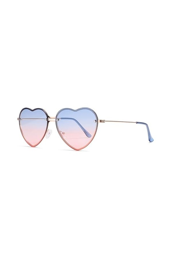 Dollger Lunettes de Soleil Coeur Femme sans Monture Hippie Coeur Forme Lunettes de Soleil Métal Cadre Lovely lunettes Protect