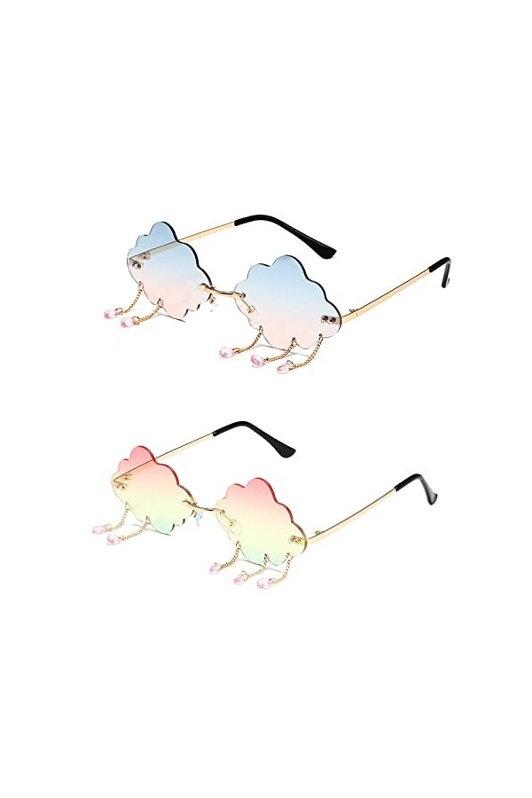 CTForest 2 Pièces Lunettes Soleil punk pour Femmes, Lunettes Soleil irrégulières, Lunettes Soleil Mode Sans Bord, Parfaites p