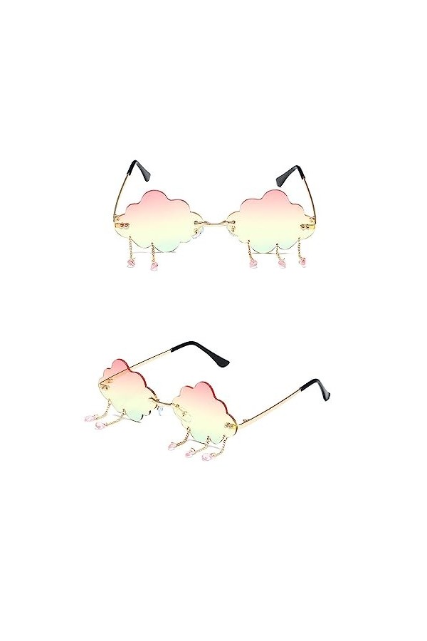 CTForest 2 Pièces Lunettes Soleil punk pour Femmes, Lunettes Soleil irrégulières, Lunettes Soleil Mode Sans Bord, Parfaites p