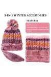 BIFADA Ensemble bonnet, écharpe et masque dhiver en tricot épais et chaud avec doublure en polaire - Rose - Taille Unique