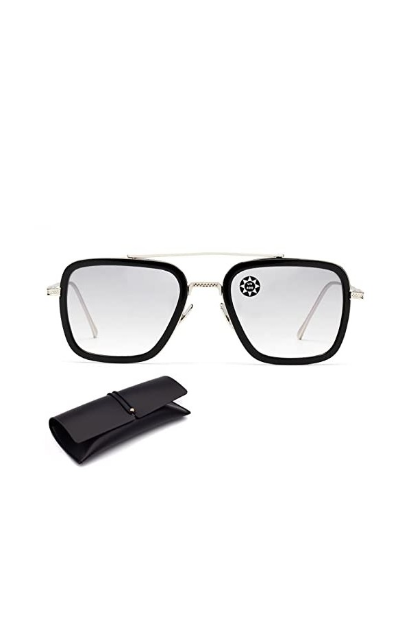 LianSan Tony Stark Lunettes de soleil Retro Square Eyewear Cadre en métal pour hommes Lunettes de soleil femmes Downey Iron M