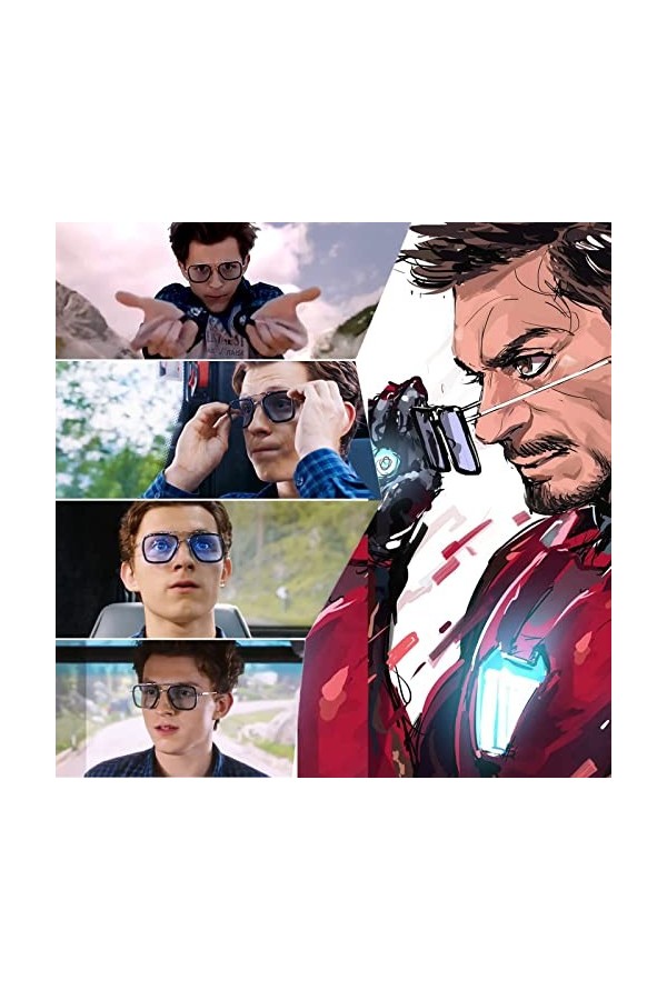LianSan Tony Stark Lunettes de soleil Retro Square Eyewear Cadre en métal pour hommes Lunettes de soleil femmes Downey Iron M