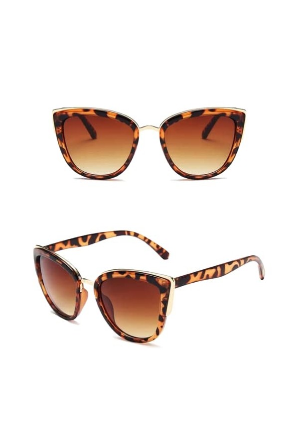 No Name Ltd Lunettes de soleil surdimensionnées œil de chat pour femme avec verres dégradés et monture dorée rétro tendance, 