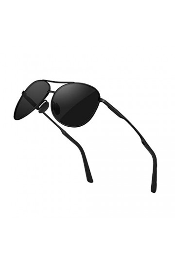 ALHAZEN Lunettes de soleil polarisées pour homme et femme - Cadre en métal - Unisexe - Protection Noir Gris 