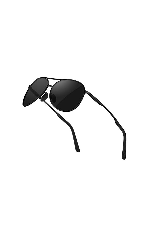 ALHAZEN Lunettes de soleil polarisées pour homme et femme - Cadre en métal - Unisexe - Protection Noir Gris 