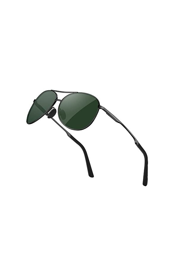ALHAZEN Lunettes de soleil polarisées pour homme et femme - Cadre en métal - Unisexe - Protection Noir Gris 