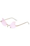 ESALIA Lunettes de soleil papillon rétro - Lunettes de soleil colorées sans monture - Pour filles et femmes, Miroir rose, Tai
