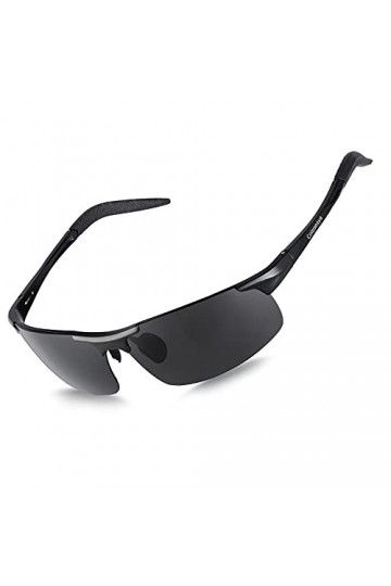 AMEXI Lunettes de soleil homme Lunettes de sport polarisées - Lunettes de conduite avec monture en métal Incassable UV400 Gr