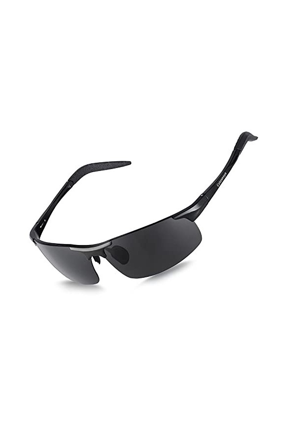 AMEXI Lunettes de soleil homme Lunettes de sport polarisées - Lunettes de conduite avec monture en métal Incassable UV400 Gr