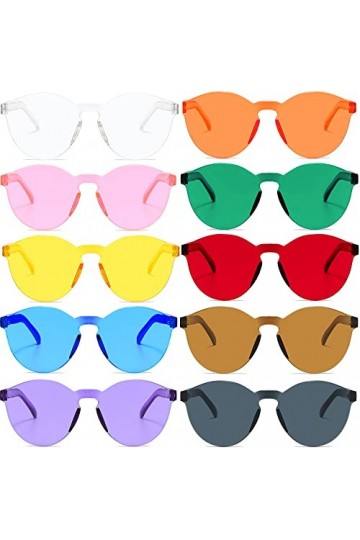 Lunettes de fête colorées de 10 pièces,Lunettes de soleil rétro,Lunettes de soleil sans monture ovales drôles créatives lunet