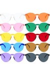 Lunettes de fête colorées de 10 pièces,Lunettes de soleil rétro,Lunettes de soleil sans monture ovales drôles créatives lunet