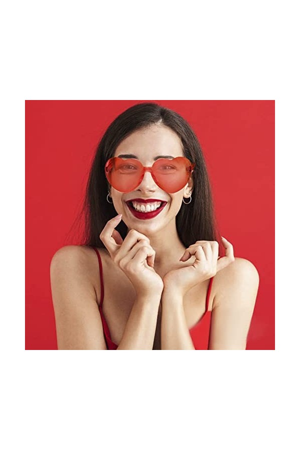 zhibeisai Lunettes de soleil vintage en forme de cœur pour femme, lunettes de soleil hippie roses avec monture en or rose – I