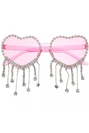 SOIMISS Lunettes De Soleil En Forme De Coeur Pour Femmes Lunettes De Soleil À Pompon En Strass Lunettes De Fête Vintage Sans 