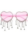 SOIMISS Lunettes De Soleil En Forme De Coeur Pour Femmes Lunettes De Soleil À Pompon En Strass Lunettes De Fête Vintage Sans 