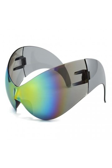 LJCZKA y2k Lunettes de Soleil Enveloppante Femme Homme, Lunettes Grande Taille Lunettes Sans Monture Protection UV400