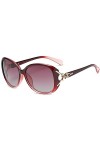 SECALIFE Lunettes de soleil surdimensionnées classiques polarisées rétro pour femme - Grande monture - Protection UV, Rouge