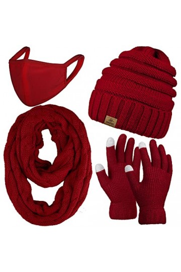 URATOT Ensemble chaud dhiver en tricot avec bonnet et gants pour écran tactile - Écharpe en tricot torsadé et couverture cha