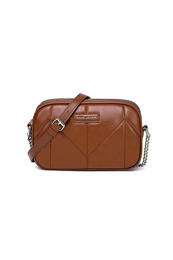 David Jones - Petit Sac Bandoulière Femme Multipoche Zip - Besace Sacoche Téléphone Simili Cuir PU Porté Epaule 2 Compartimen