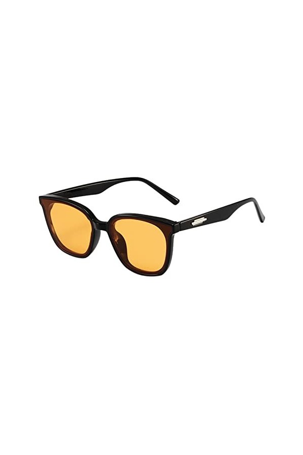 Lunettes de soleil pour femme - Style rétro - Carré - Rouge - Style matrice de personnalité, Orange, taille unique