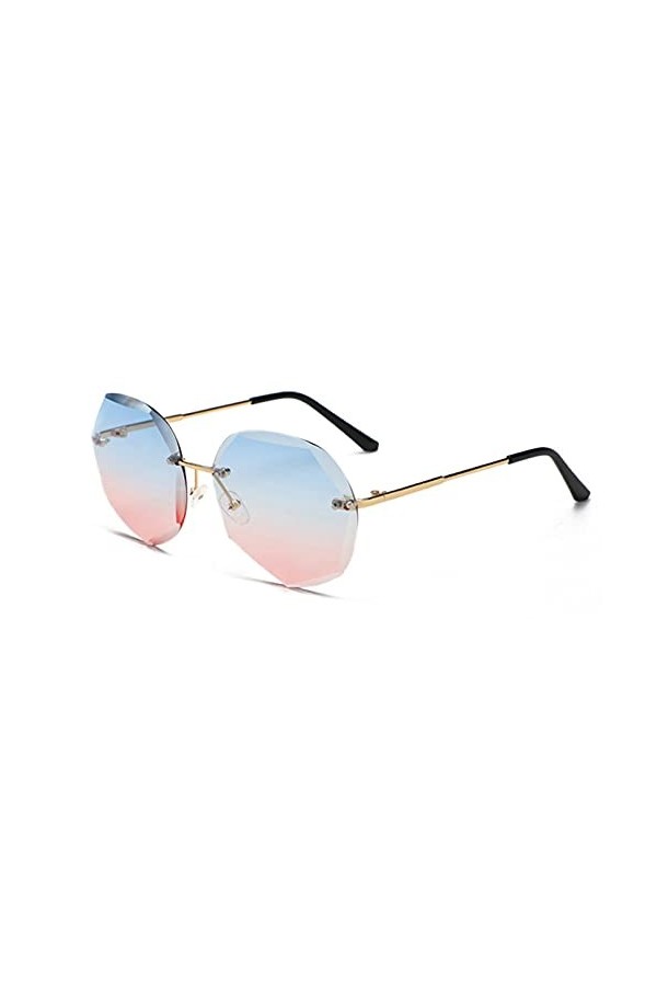 KUNIUO Lunettes De Soleil sans Monture pour Femmes Lunettes De Soleil Surdimensionnées De Mode Hommes Lunettes De Soleil Lune