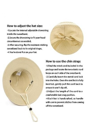 Zylioo XXL Chapeau de Paille Femme Grosse Tête Chapeau de Soleil en Paille Large Bord Chapeau de Paille surdimensionné UV Cha