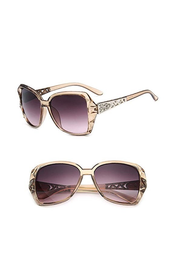 Lunettes de soleil à monture vintage femmes verres dégradés conduite lunettes de soleil protection UV400 Color : Champagne, 