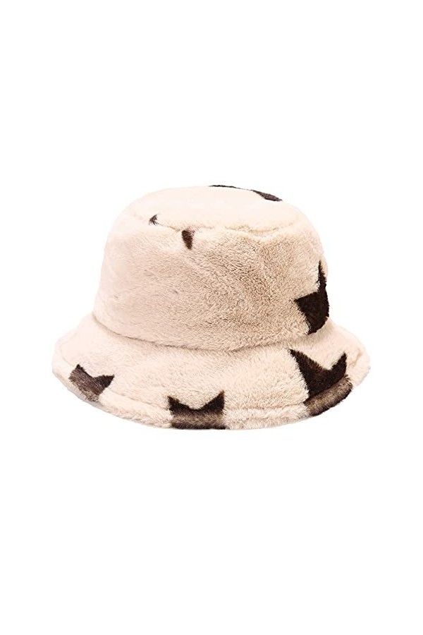 Umeepar Chapeau cloche dhiver en fausse fourrure pour homme et femme, Étoiles Beige, Taille unique