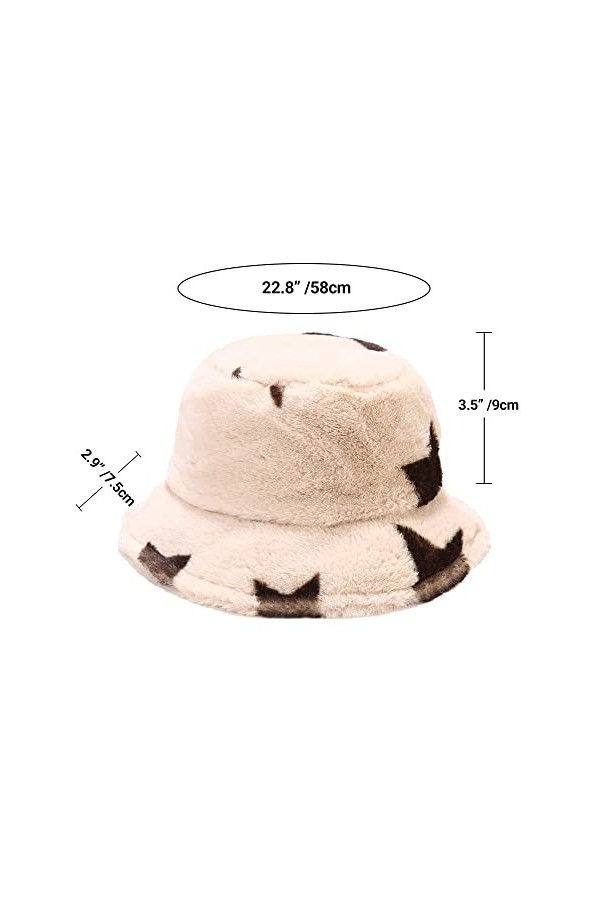 Umeepar Chapeau cloche dhiver en fausse fourrure pour homme et femme, Étoiles Beige, Taille unique