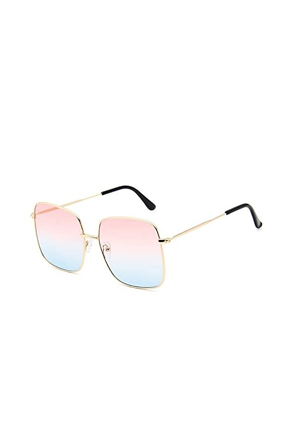 KUNIUO Lunettes De Soleil Carrées Surdimensionnées Femmes Designer Vintage Dégradé Bleu Rose Lunettes De Soleil pour Femmes H