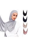 Voile Chic Hijab Presewn Écharpe en jersey de qualité supérieure, gris, régulier