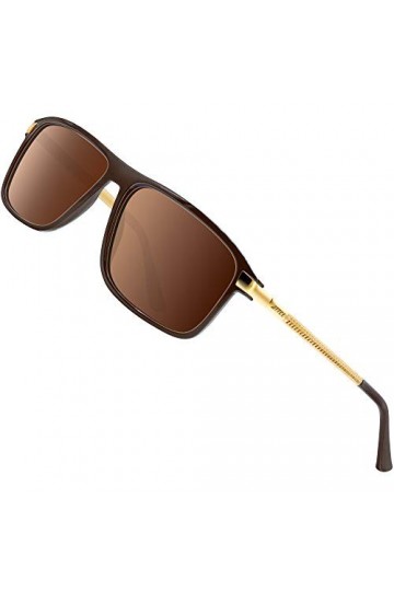 ATTCL Lunettes de Soleil Polarisées pour Homme, Lunette de Soleil en Rectangulaire, 100% anti UV400 2055 Gold+Brown